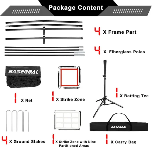Miniatura 9 de BaseGoal Red de práctica de sóftbol de béisbol de 7 x 7 pies, respaldo de béisbol, con camiseta de bateo, para golpear lanzar, batear, atrapar