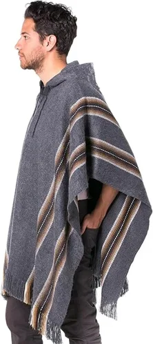 Miniatura 9 de Gamboa Poncho de alpaca para hombre Pancho mexicano con capucha vaquero y ponchos occidentales manta para adultos