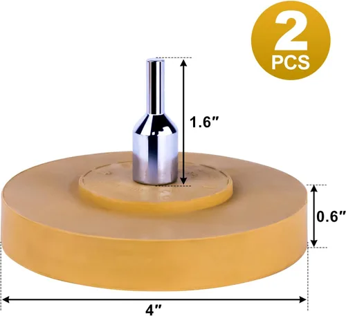 Miniatura 3 de Paquete de 2 borradores de calcomanías para rueda, removedor de adhesivo de rueda con adaptador, rueda de goma de 4 pulgadas para taladro, cinta