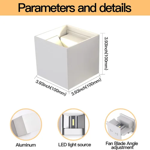 Miniatura 6 de Mille Lucciole Paquete de 2 lámparas de pared para exteriores de 12 W, para exteriores e interiores, apliques de pared LED blancos modernos, IP65