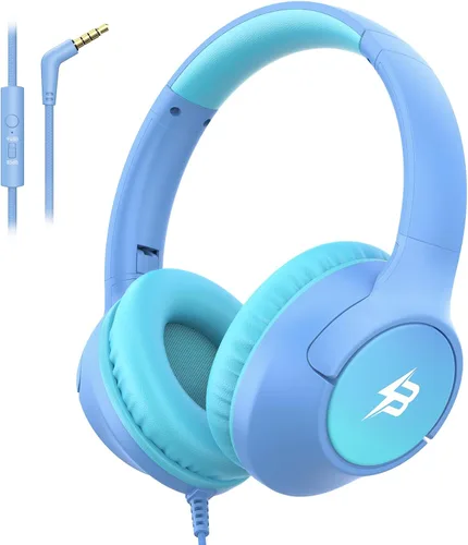 Miniatura 8 de Auriculares para niños con cable para la escuela, límite de volumen de 85/94 dB, auriculares con cable sobre la oreja para niños y niñas con Azul