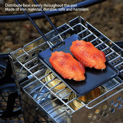 Miniatura 4 de Sartén para parrilla, pequeña sartén antiadherente para barbacoa con mango desmontable, 5.1 x 3.4 pulgadas, multiusos, sartén para parrilla, sartén