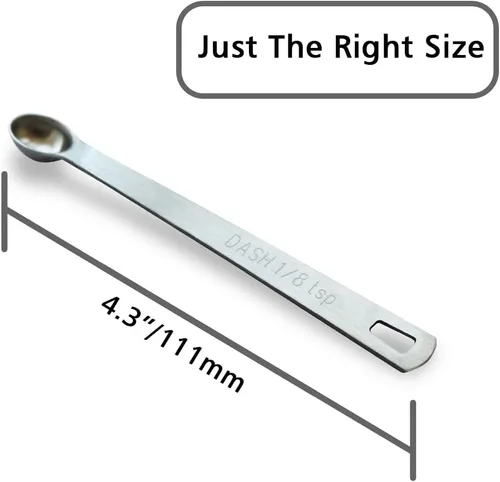 Miniatura 2 de 2 piezas 1/8 cucharadita (1/8 tsp, 0.625 ml, Dash) Cuchara de medición pequeña individual, pequeñas cucharas de medida de acero inoxidable solo