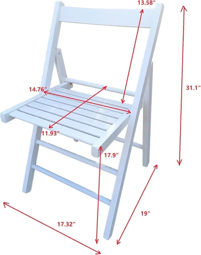 Miniatura 3 de DSHADE Juego de 2 sillas plegables de madera de listones plegables para eventos especiales, sillas plegables de fiesta de estilo plegable para Blanco