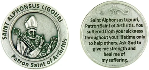 Miniatura 2 de Santo patrón de la artritis San Alfonso Ligouri Ficha de bolsillo con oración por Lumen Mundi