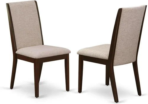 Miniatura 10 de East West Furniture LAP1T47 Lancy Parson - Juego de 2 sillas de comedor tapizadas de tela de lino color sable claro, color negro