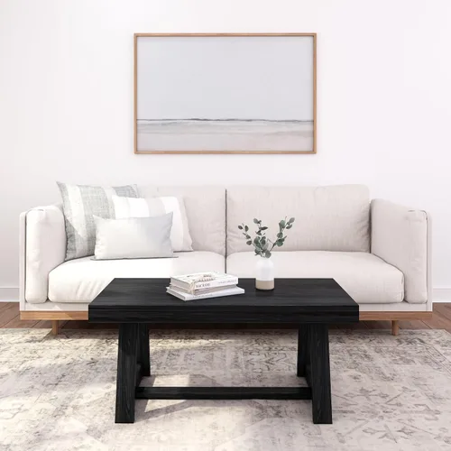 Miniatura 3 de Plank+Beam Mesa auxiliar rectangular clásica, mesa de centro de granja de 40 pulgadas, mini mesas centrales para espacios pequeños, mesa de té