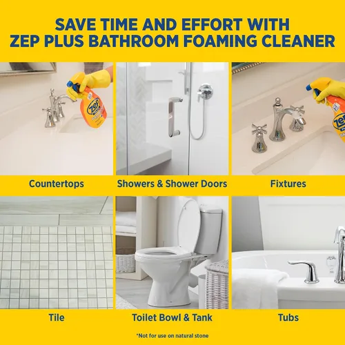 Miniatura 9 de Zep Plus - Limpiador espumoso para baño - 32 onzas (caja de 12) - R54012 - Mantén tu baño limpio + protege contra la futura acumulación de jabón