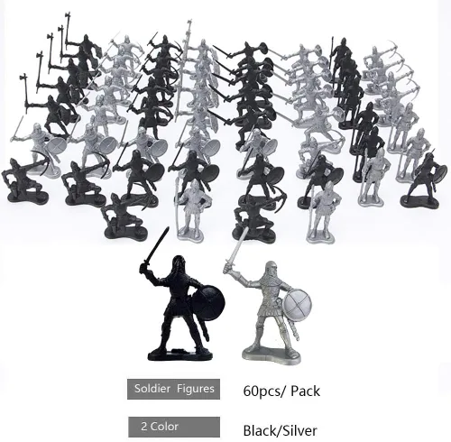 Miniatura 3 de 60 piezas figuras de soldados medievales modelo de soldados del ejército romano antiguo estatuas soldados de la edad media infantería arquero