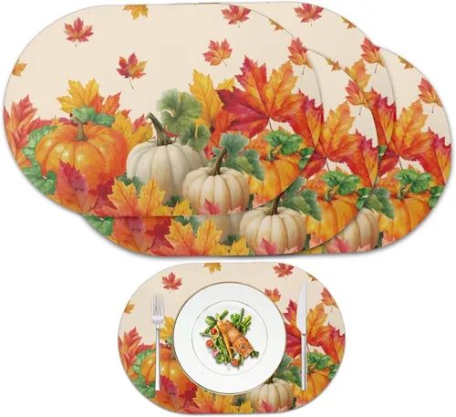 Miniatura 19 de Blue Flower Dining Table Mats Set of 2 Hummingbird Heat Resistant Placemats Washable and Wipeable Non Slip Place Mat, Waterproof Modern Dining Table