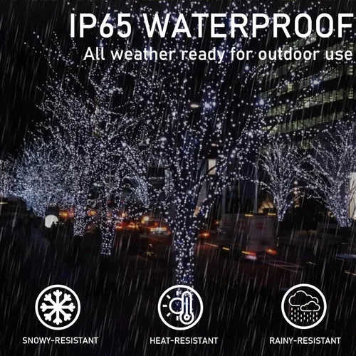 Miniatura 3 de Paquete de 200 luces solares de cadena de luces LED para exteriores, 66 pies, luces solares de Navidad para exteriores con 8 modos, IP65 impermeable