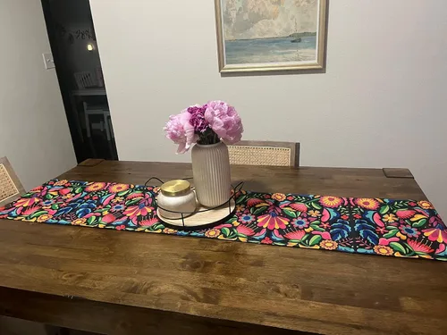 Miniatura 5 de Caminos de mesa mexicanos para fiesta, altar del día de los muertos, decoraciones del día de los muertos, fiesta de flores 70.9 x 13 pulgadas