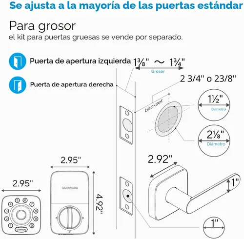 Miniatura 9 de ULTRALOQ U-Bolt Pro WiFi - Cerradura inteligente con manija, juego de cerradura de puerta sin llave con huella digital y palanca, cerradura