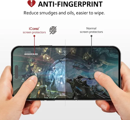 Miniatura 4 de iCarez Protector de pantalla de vidrio templado para iPhone 15 Pro Max de 6.7 pulgadas 2023 (paquete de 2) compatible con fundas, cobertura