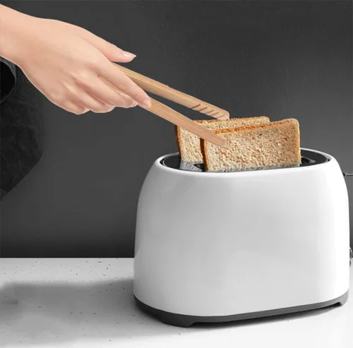 Miniatura 6 de Pinzas de bambú para tostadas, mini pinzas de cocina de madera de 7 pulgadas con diseño antideslizante, ideal para servir alimentos/tostadoras/pan