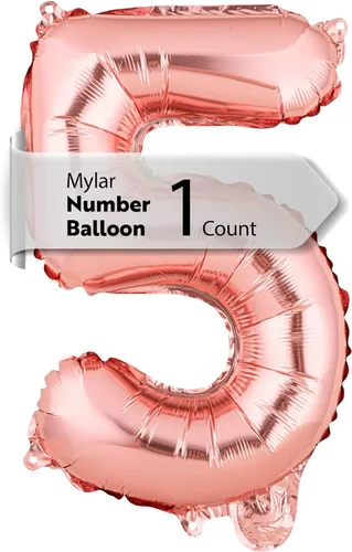 Miniatura 30 de Restaurantware-Balloonify Globo de Número de 16 Pulgadas, 1 Globo Digital para Fiesta - Número 5, Auto-Sellado, Acabado de Mylar de Folio Dorado, Oro