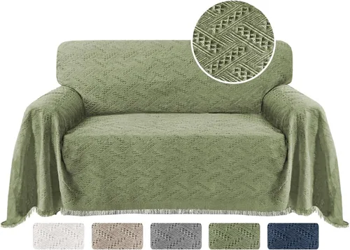 Miniatura 25 de Turquoize - Funda para sofá de algodón de color gris, protector para sofá, funda para sofás, fundas para sofá seccional lavables para perros