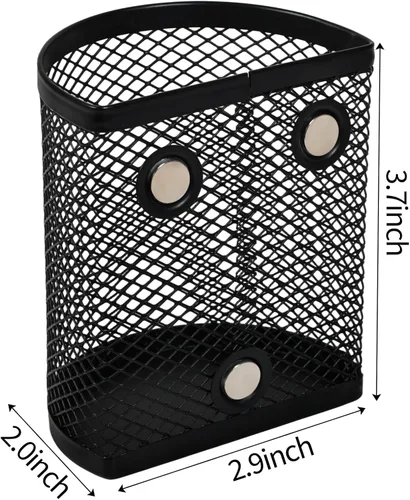 Miniatura 2 de 8 portalápices magnéticos, accesorios de metal fuerte magnético para pizarra, refrigerador, escuela, oficina, 2.9 x 2.0 x 3.7 pulgadas, negro