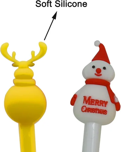 Miniatura 6 de Maydahui 12 bolígrafos de gel de Navidad creativos con letras de árbol de Navidad, muñeco de nieve, reno, Papá Noel, tinta negra para fiesta