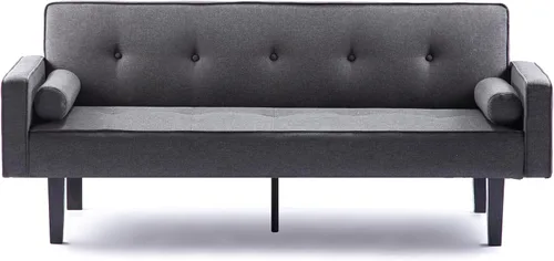 Miniatura 9 de Anwick Sofá cama de tela moderna, sofá biplaza convertible con 2 almohadas y reposabrazos, sofá reclinable plegable de 75 pulgadas con patas