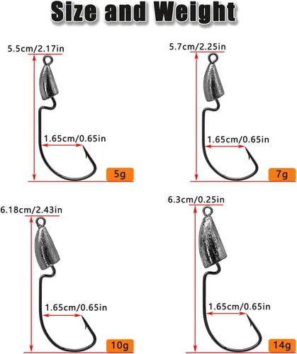 Miniatura 2 de MAFIMOEA - Cabezas de plantilla de bala con peso de Texas Rig Hooks Swimbait Hooks Bass Crappie Walleye Trucha Pesca sin malas hierbas Swimbait Jig