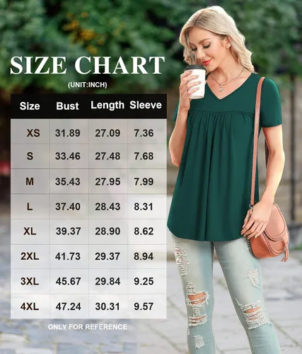 Miniatura 5 de LAOLASI Blusa de verano para mujer, cuello en V, manga corta, casual, holgada