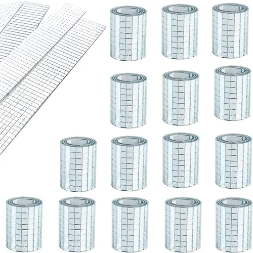 Miniatura 10 de REDODECO Adhesivos de Mosaico de Espejos de Cristal Real en Plata para Manualidades, Azulejos de Cristal Cuadrados Autoadhesivos, 5mm por 5mm