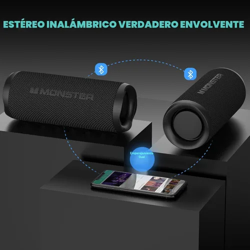 Miniatura 4 de Monster Altavoz Bluetooth, Altavoces Bluetooth Inalámbricos Portátiles para Exteriores, 60W True Wireless Stereo IPX8 Impermeable, Emparejamiento