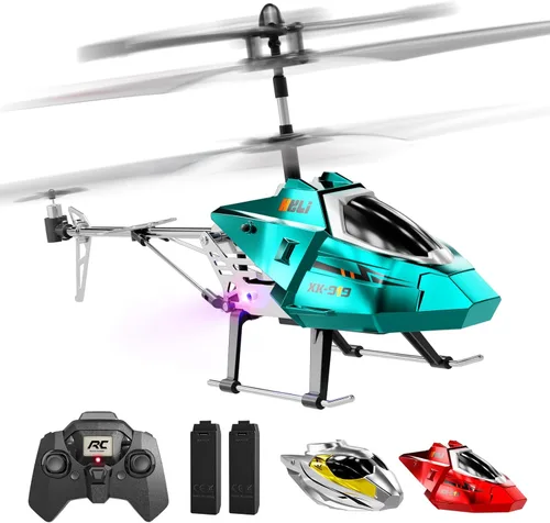 XIKOTEC Helicóptero de control remoto, juguete de helicóptero RC para niños, avión RC de 2.4 GHz con luces LED, juguete volador a control remoto,