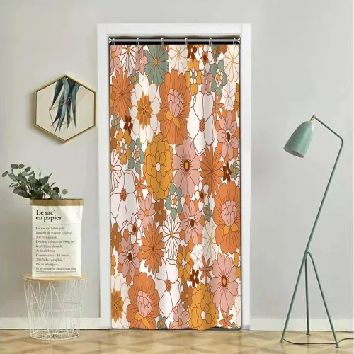 Cortina de ducha con diseño floral bohemio, vintage, elegante, retro, hippie de los años 70, 36 x 72 pulgadas, juego de cortina de ducha de tela