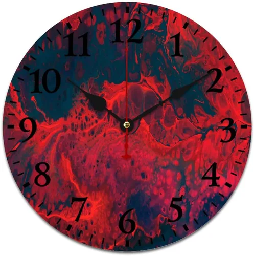 Miniatura 13 de Relojes de pared de madera de 12 pulgadas con piedra de mármol blanco, relojes de pared para interiores, sin tictac, dibujo de números arábigos