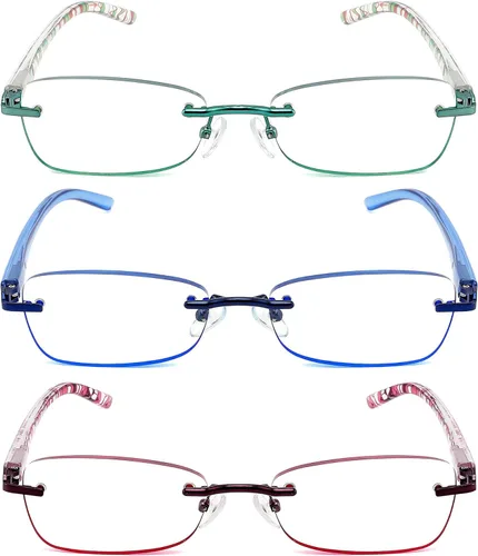 Paquete de 3 lentes de lectura con bloqueo de luz azul para mujeres, filtro UV 400 anti fatiga visual/antirreflejante para computadora con bisagra