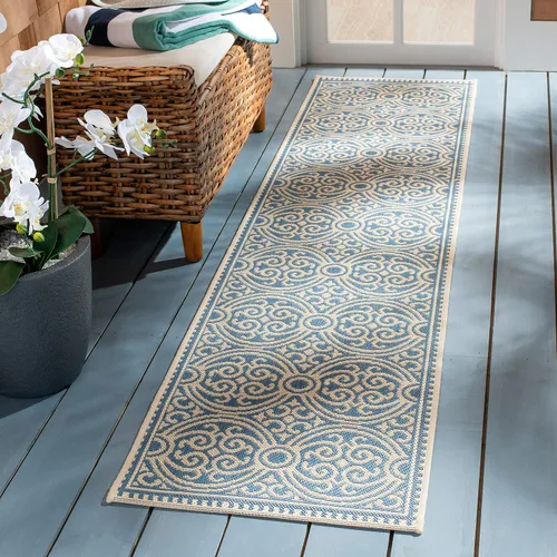 Miniatura 12 de SAFAVIEH Beach House Collection - Alfombra redonda, de 4 pies, color crema y azul, no desprende pelusa y de fácil cuidado, para interiores