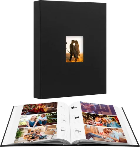 Aevdor - Álbum de fotos de 4 x 6 con capacidad para 360 fotos, cubierta de cuero con áreas de notas para fotos de graduación, bodas, niños, familia,