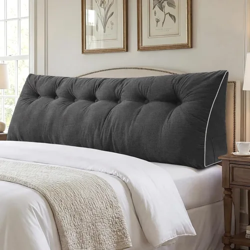 Miniatura 30 de Sasttie Almohada de Cabecera Queen, Almohada de Cuña de Cabecera para Sentarse en la Cama, Cojín Triangular con Soporte de Respaldo para Leer - Con