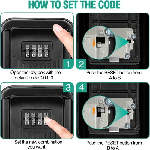 Miniatura 7 de HUANLANG Caja de seguridad para llaves para exterior, caja de bloqueo de llave de repuesto para manija de puerta, impermeable, 4 dígitos, código