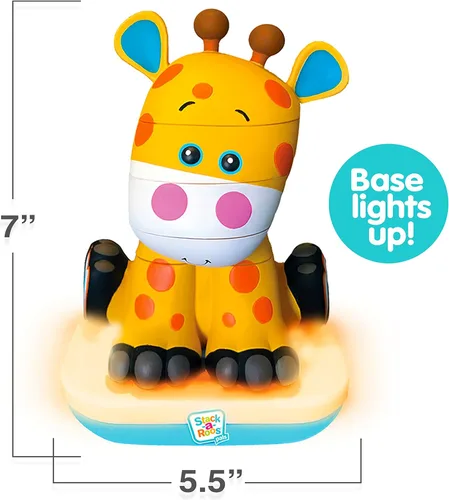 Miniatura 3 de Stack-a-Roos Baby Giraffe por Salus Brands - Juguete apilable de animales, juguete educativo de aprendizaje temprano para bebés, niños pequeños, a