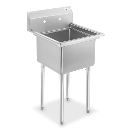 GRIDMANN Fregadero y preparador de cocina comercial de acero inoxidable de 23.5" de ancho, 1 compartimento, certificado NSF, con recipiente de 18" x