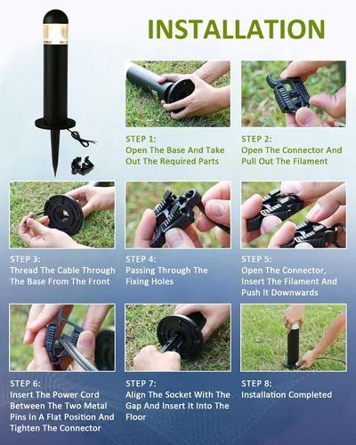 Miniatura 6 de 2 paquetes de luces de paisaje de bajo voltaje para caminos, luz de bolardo LED de 12V IP67 impermeable, luces cableadas para entrada al aire libre