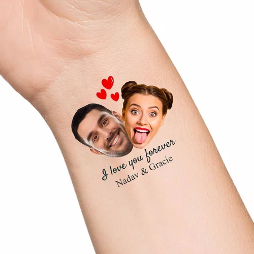 Miniatura 14 de Tatuajes temporales personalizados con texto de nombre, tatuaje temporal personalizado con logotipo fotográfico para adultos, parejas, mujeres