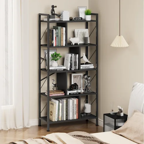 Miniatura 5 de IDEALHOUSE Estantería de 5 niveles con almacenamiento, estante industrial de 61 pulgadas de alto con estantes de exhibición abierta, estantería de 5