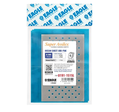 Miniatura 9 de Super Assilex Hojas de Lijado Flexibles Job-PAK, Lime K-1000, U191-2507, 4 Hojas + 1 Almohadilla de Mano M para Medias Hojas K-1000 Lima