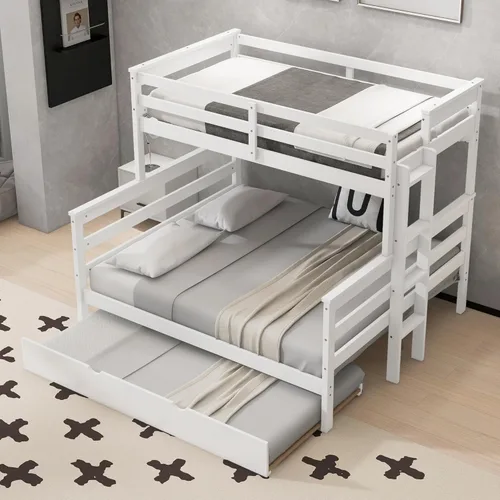 Miniatura 16 de Merax Litera Montessori de madera con escalera individual sobre individual, litera baja para niños, niñas, ahorro de espacio, no necesita somier