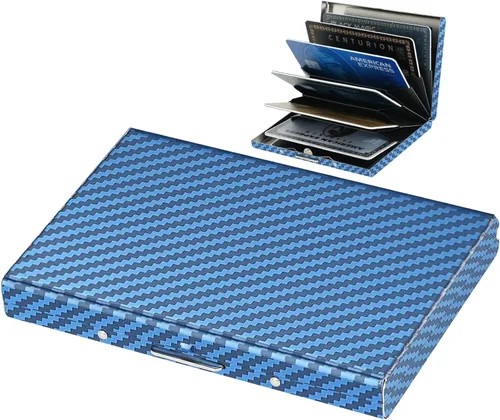 Miniatura 9 de BONSYL® Soporte para tarjetas de crédito, cartera delgada de metal con bloqueo RFID, con 6 ranuras para tarjetas, para mujeres y hombres.