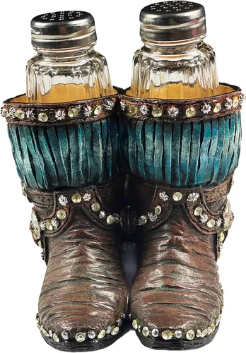 Miniatura 8 de Urbalabs - Botas de cerámica con bandera de Texas, salero y pimentero occidental, carrito, granja, mesa de comedor, cocina, decoración de encimera