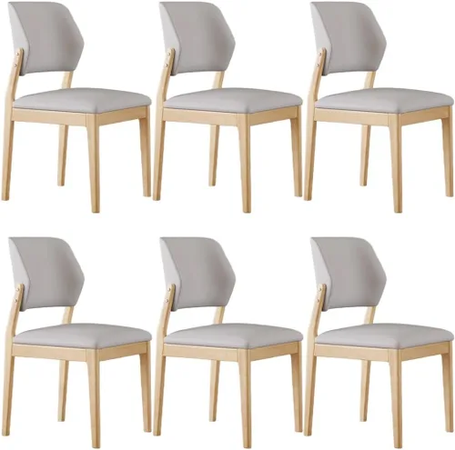 Miniatura 47 de YVYKFZD Wooden Dining Chairs Set, Leather Dining Room Chair, Upholstered Kitchen Chairs with Curved Backrest, Armless Living Room Chair, for Bedroom