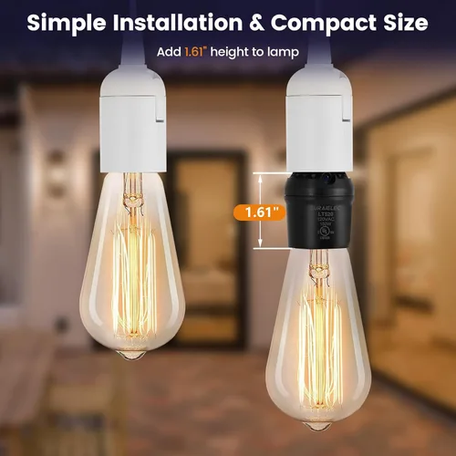 Miniatura 5 de SURAIELEC Portalámpara con Sensor de Luz, Portalámpara Automática del Atardecer al Amanecer con Rotación del Sensor de 360°, Adaptador de Base