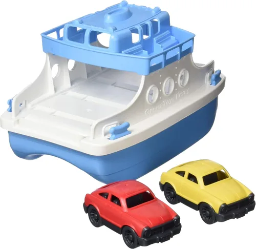 Miniatura 2 de Green Toys Ferry Boat, azul/blanco 4C - Juego de simulación, habilidades motoras, juguete de baño flotante para niños. Sin BPA, ftalatos, PVC. Apto