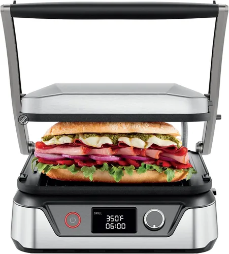 Chefman Prensa de panini digital 5 en 1 y parrilla para sándwiches y plancha para parrilla con placas de asado reversibles y lavables en el