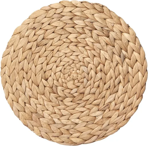 Miniatura 4 de Paquete de 6 manteles individuales tejidos de 11.8 pulgadas, manteles individuales naturales de jacinto de agua tejidos a mano, manteles redondos